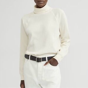 Everlane Womens The Organic Cotton Turtleneck Waffle Tee Shirt Size Small